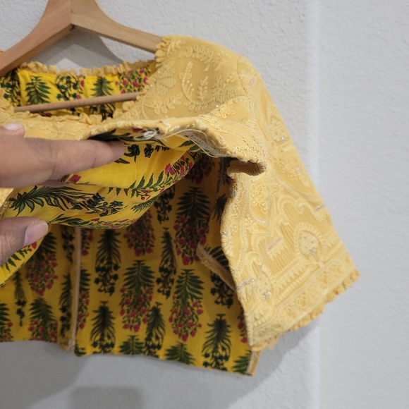 Pure Organza Silk gotta parti sari/ saree with tassels + blouse - Picture 7 of 8